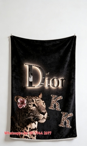 Dior Leopard Print Luxury Flannel Sofa Throw Blanket D368